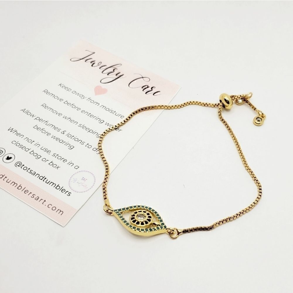 Hand Crafted Evil Eye Adjustable Slider Bracelet